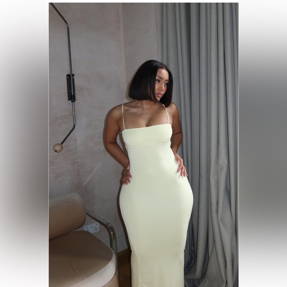 Yellow skin tight maxi